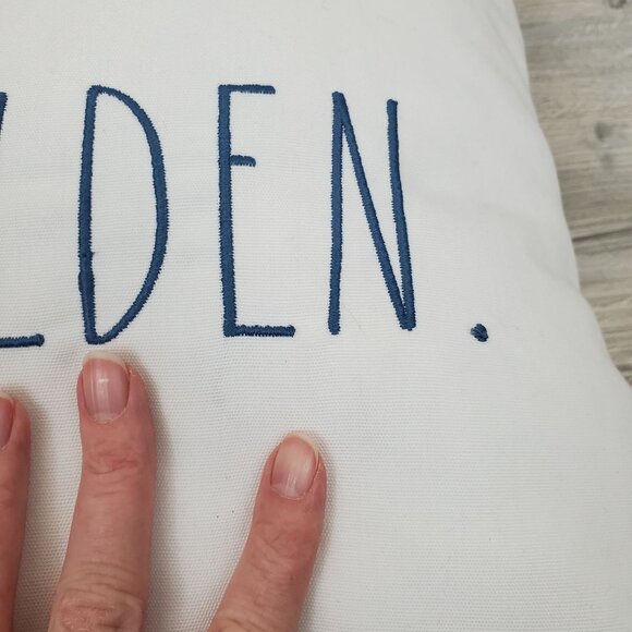 Rae Dunn Stay Golden rainbow boho square throw pillow - Picture 3 of 11